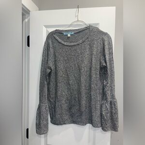 Gray Bell Sleeve Gray Long Sleeve Top- Large